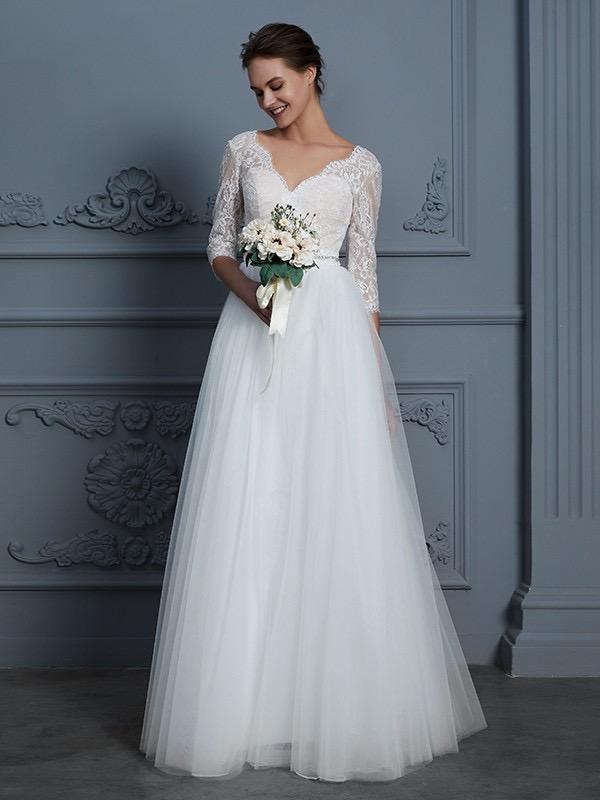 Modes 3/4 Sleeve Wedding Dresses Ivory ...